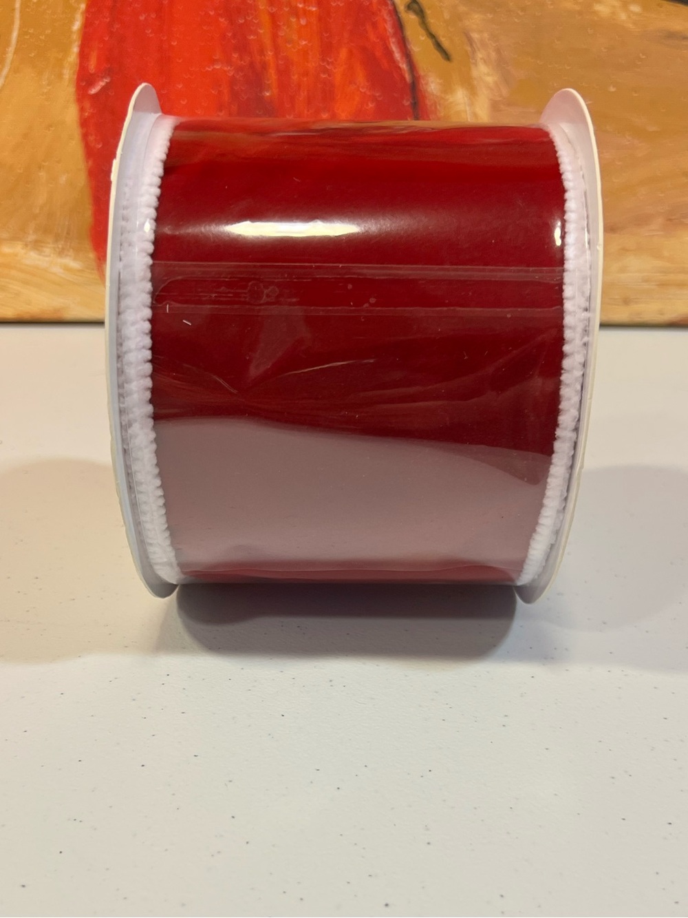 🆕 Wired 4" Red Velvet Ribbon Roll with Snowy white edges, 10 yards